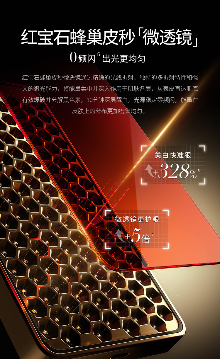 紅寶石蜂巢皮秒「微透鏡」多折射、強(qiáng)聚光、0頻閃，能量密度更大更勻